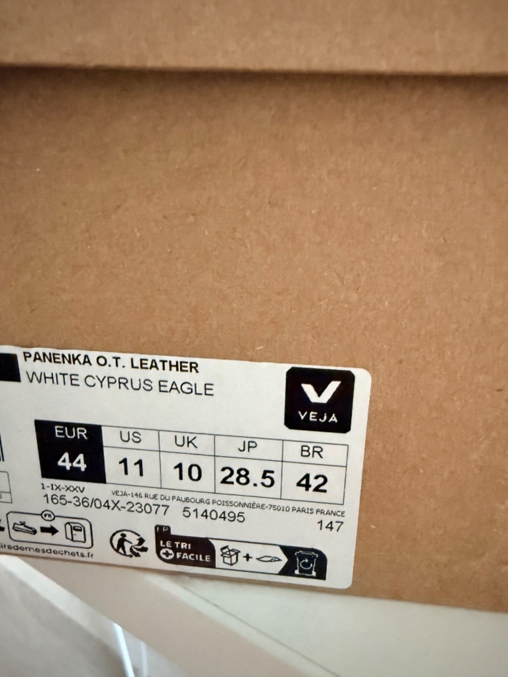 Veja Panenka O.T. Leather Sneakers White Cyprus Eagle US 11 — Brand New in Box - Picture 4 of 4